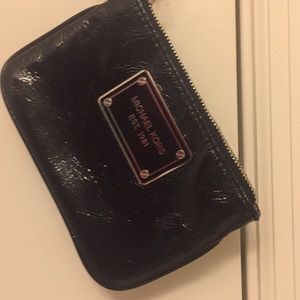 Black leather Michael Kors wrist wallet